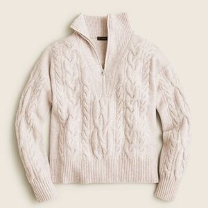 J. Crew Supersoft Cable Knit Quarterzip Sweater in Camel - Size Medium